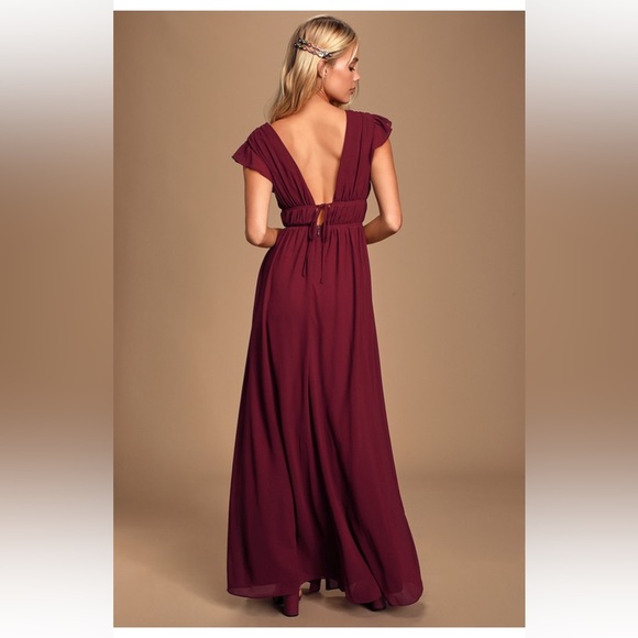 Lulus Dresses & Skirts - I’m All Yours Burgundy Ruffled Maxi Dress